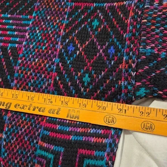 VINTAGE MULTICOLOR GEOMETRIC PATTERN CREW NECK PULLOVER SWEATER MEDIUM - Picture 12 of 13